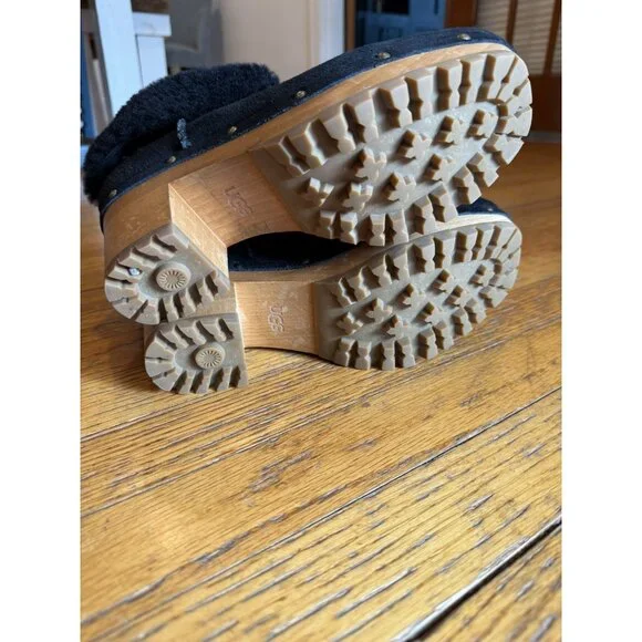UGG THEBES WOMEN CLOG SUEDE BLACK US 8 /UK 6 /EU 39 EUC - Picture 3 of 12